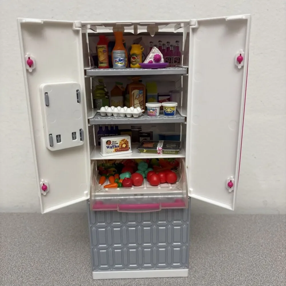 Mattel Barbie Refrigerator Fridge Fun CFG70 White & Pink 2014 Kitchen Furniture